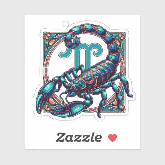 Horoscoop Teken Schorpioen | Blauwe schorpioen Sticker (Vel)