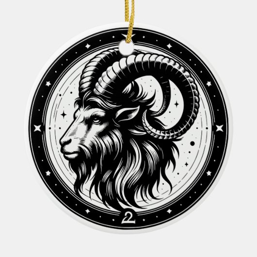 Horoscoop Teken Steenbok Symbool en Eigenschappen Keramisch Ornament (Voorkant)