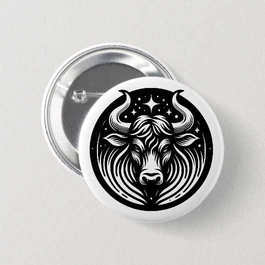 Horoscoop Teken Stier Symbool Ronde Button 5,7 Cm (Voorkant /achterkant)