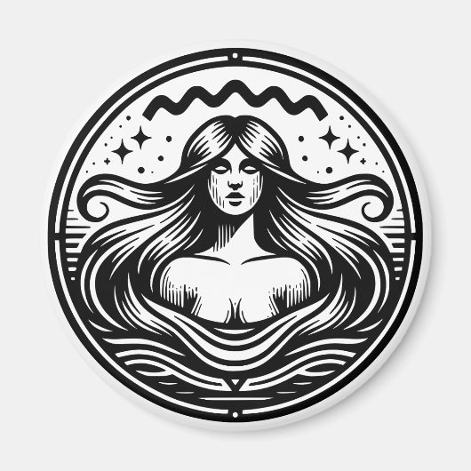 Horoscoop teken Waterman Symbool Vrouwen in Water Magneet (Voorkant)