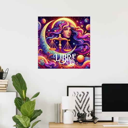 Horoscoop Teken Weegschaal Zodiac Etherische Mysti Poster (Thuiskantoor)