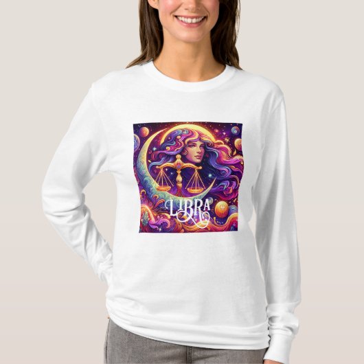 Horoscoop Teken Weegschaal Zodiac Etherische Mysti T-shirt (Voorkant)