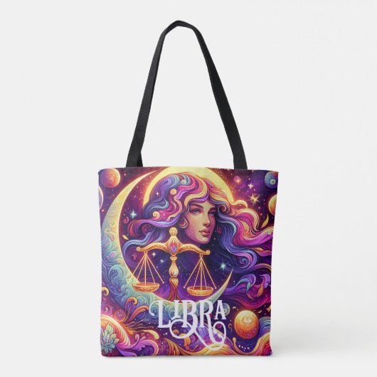 Horoscoop Teken Weegschaal Zodiac Etherische Mysti Tote Bag (Achterkant)