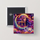 Horoscoop Teken Weegschaal Zodiac Etherische Mysti Vierkante Button 5,1 Cm (Voorkant /achterkant)