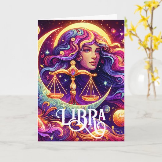 Horoscoop teken Weegschaal Zodiac Etherische Verja Kaart (Gele Bloem)