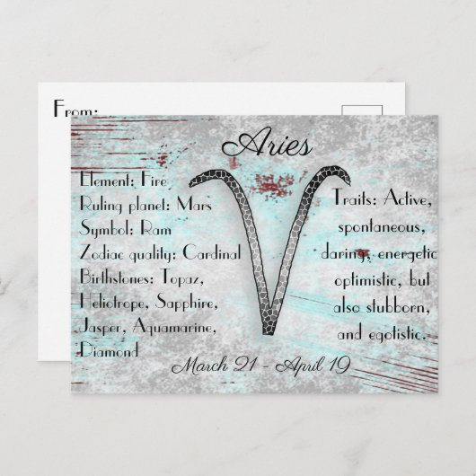 Horoscoopteken Aires-Briefkaart Briefkaart (Voorkant / Achterkant)