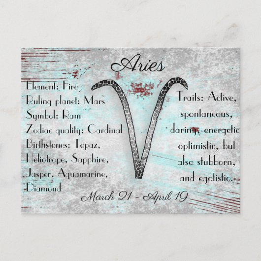 Horoscoopteken Aires-Briefkaart Briefkaart (Voorkant)