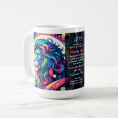 Horoscoopteken Leo info | Kleurrijke Lion Art Koffiemok (Voorkant links)