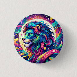 Horoscoopteken Leo | Kleurrijke Lion Art Ronde Button 3,2 Cm