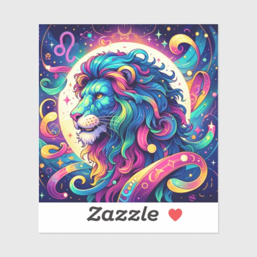 Horoscoopteken Leo | Kleurrijke Lion Art Sticker (Vel)