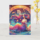 Horoscoopteken Maagd | Birthday Kaart (Gele Bloem)