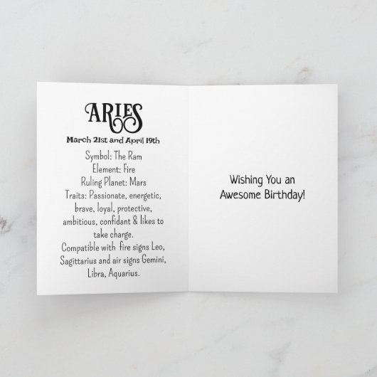Horoscoopteken Ram | Birthday Kaart (Binnen)