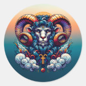 Horoscoopteken Ram | Mystieke Ran Ronde Sticker (Voorkant)