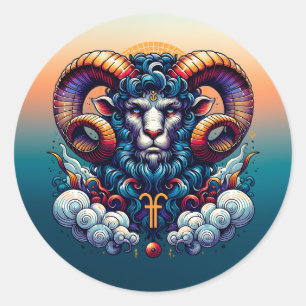 Horoscoopteken Ram   Mystieke Ran Ronde Sticker