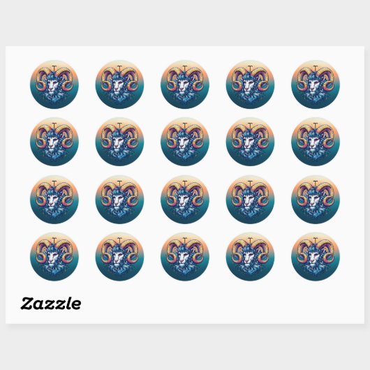 Horoscoopteken Ram | Mystieke Ran Ronde Sticker (Vel)