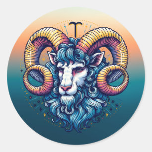 Horoscoopteken Ram   Mystieke Ran Ronde Sticker