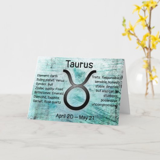 Horoscoopteken Stier Gelukkige Verjaardag Kaart (Gele Bloem)