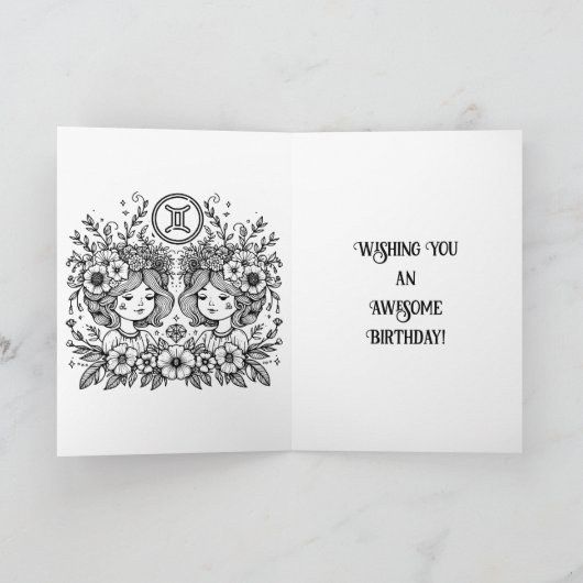 Horoscoopteken Tweelingen | Birthday Kaart (Binnen)