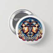 Horoscoopteken Tweelingen | teken van de tweelinga Ronde Button 5,7 Cm (Voorkant /achterkant)