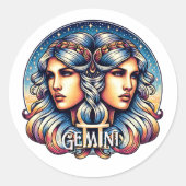 Horoscoopteken Tweelingen | teken van de tweelinga Ronde Sticker (Voorkant)