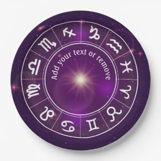 Horoscoopwiel, astrologie, 12 tekenen van zodiaal, papieren bordje