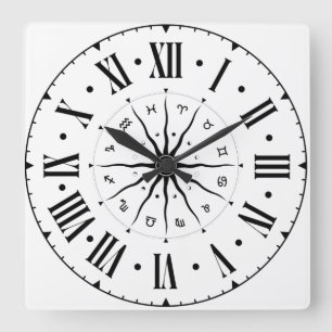 Horoscoopwiel met Romeinse cijfers Vierkante Klok