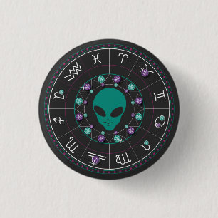 Horoscope Alien Ronde Button 3,2 Cm