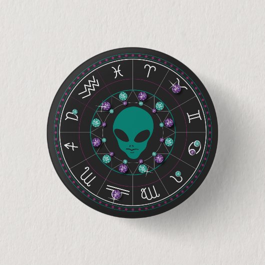 Horoscope Alien Ronde Button 3,2 Cm (Voorkant)