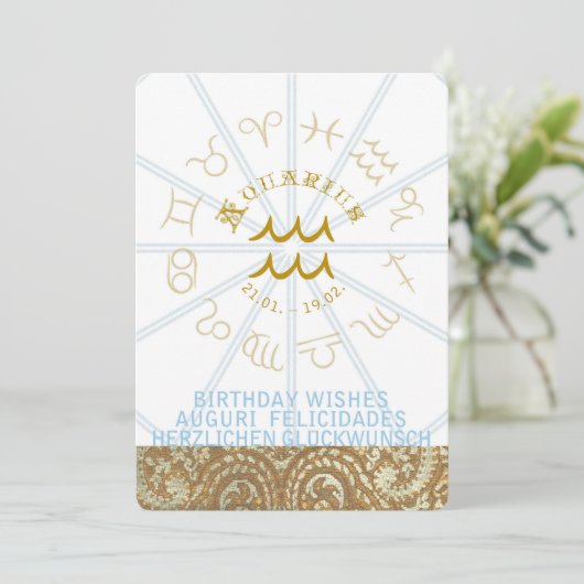 HOROSCOPE ~ Birthday Invite - Aquarius Kaart (Staand voorkant)