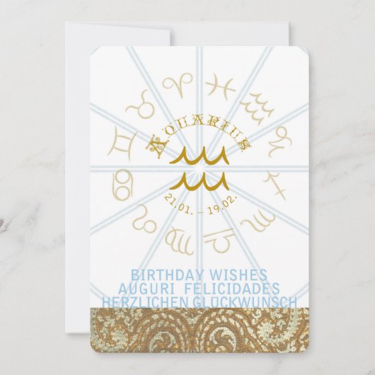HOROSCOPE ~ Birthday Invite - Aquarius Kaart (Voorkant)