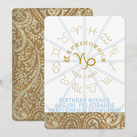 HOROSCOPE ~ Birthday Invite - Capricornus Kaart (Voorkant / Achterkant)