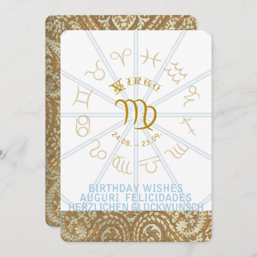 HOROSCOPE ~ Birthday Invite - Virgo Kaart (Voorkant / Achterkant)