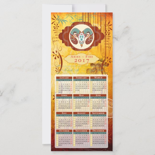 Horoscope Calendar Kaart 2017 ~ Aries (Voorkant)