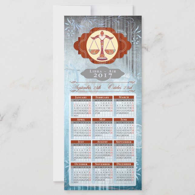 Horoscope Calendar Kaart 2017 ~ Libra (Voorkant)