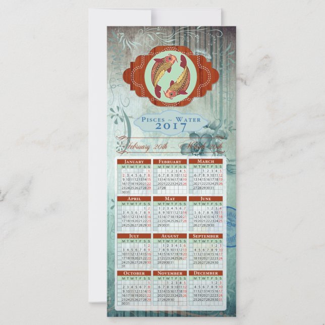 Horoscope Calendar Kaart 2017 ~ Pisces (Voorkant)