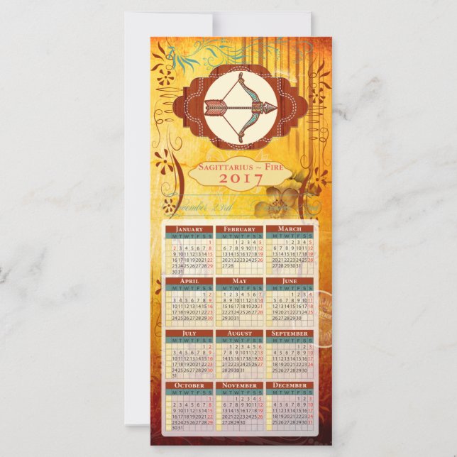 Horoscope Calendar Kaart 2017 ~ Sagittarius (Voorkant)