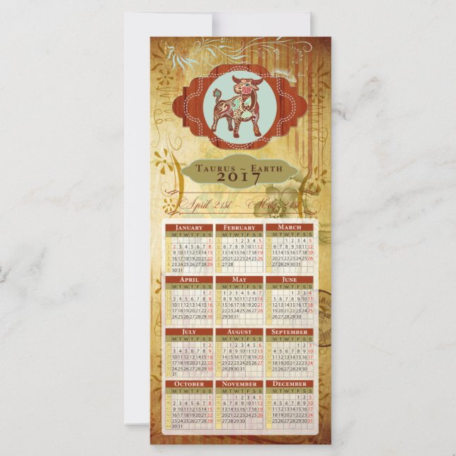 Horoscope Calendar Kaart 2017 ~ Taurus (Voorkant)