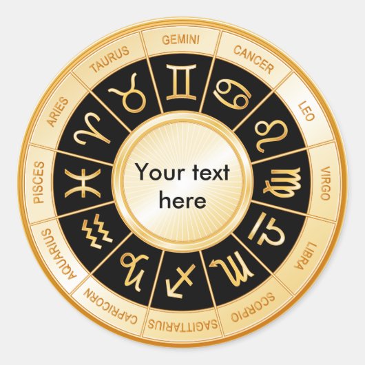 Horoscope Mandala Ronde Sticker (Voorkant)