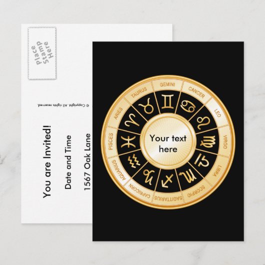 Horoscope Mandala Uitnodiging Briefkaart (Voorkant / Achterkant)