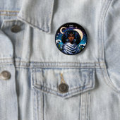 Horoscope Sign Aquarius Symbol Ronde Button 5,7 Cm (In situ)
