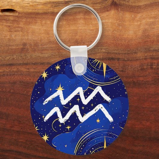 Horoscope Sign Aquarius Symbol Sleutelhanger (Achterkant)