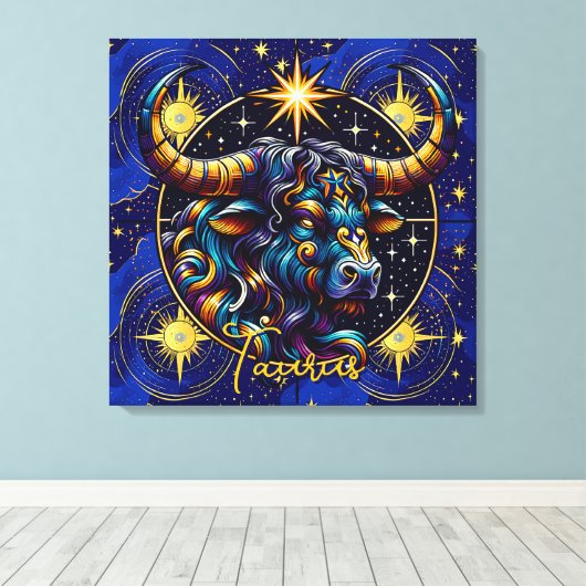 Horoscope Sign Taurus Zodiac Astrology Canvas Afdruk (Insitu (Houten vloer))