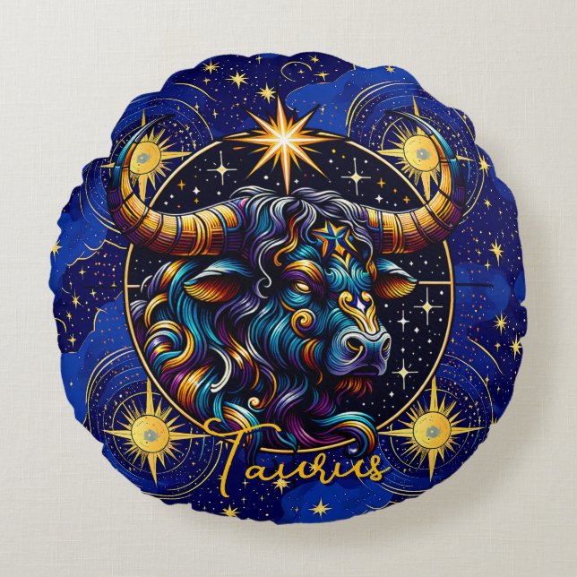 Horoscope Sign Taurus Zodiac Astrology Rond Kussen (Voorkant)