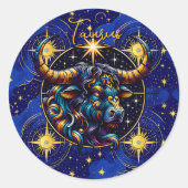 Horoscope Sign Taurus Zodiac Astrology Ronde Sticker (Voorkant)
