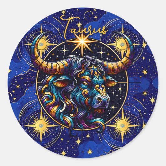 Horoscope Sign Taurus Zodiac Astrology Ronde Sticker (Voorkant)