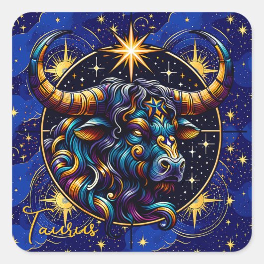 Horoscope Sign Taurus Zodiac Astrology Vierkante Sticker (Voorkant)