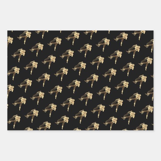 Horoscope Star Sign Aquarius, zwart en gouden blik Inpakpapier Vel (Voorkant)