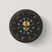 Horoscope Zodiac Alien Ronde Button 3,2 Cm (Voorkant)