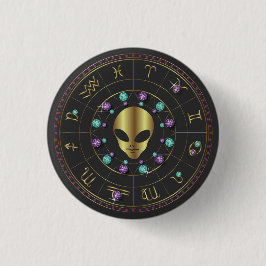 Horoscope Zodiac Alien Ronde Button 3,2 Cm