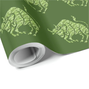 Horoscope Zodiac Pattern Green Star Sign Taurus Cadeaupapier